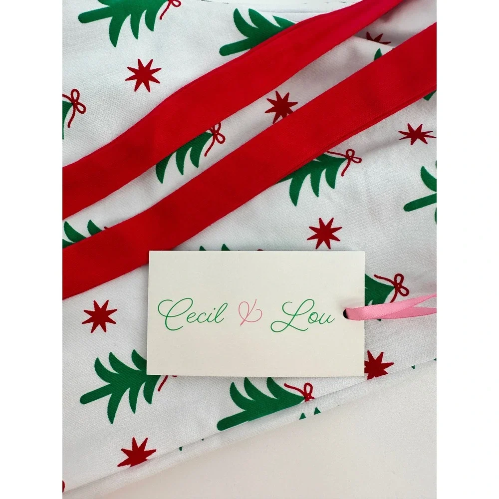 Cecil and Lou Kids Christmas‎ Pajama Pants Size 7 Green Trees Red Stars
